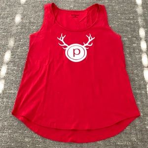 Pure barre red reindeer tank top